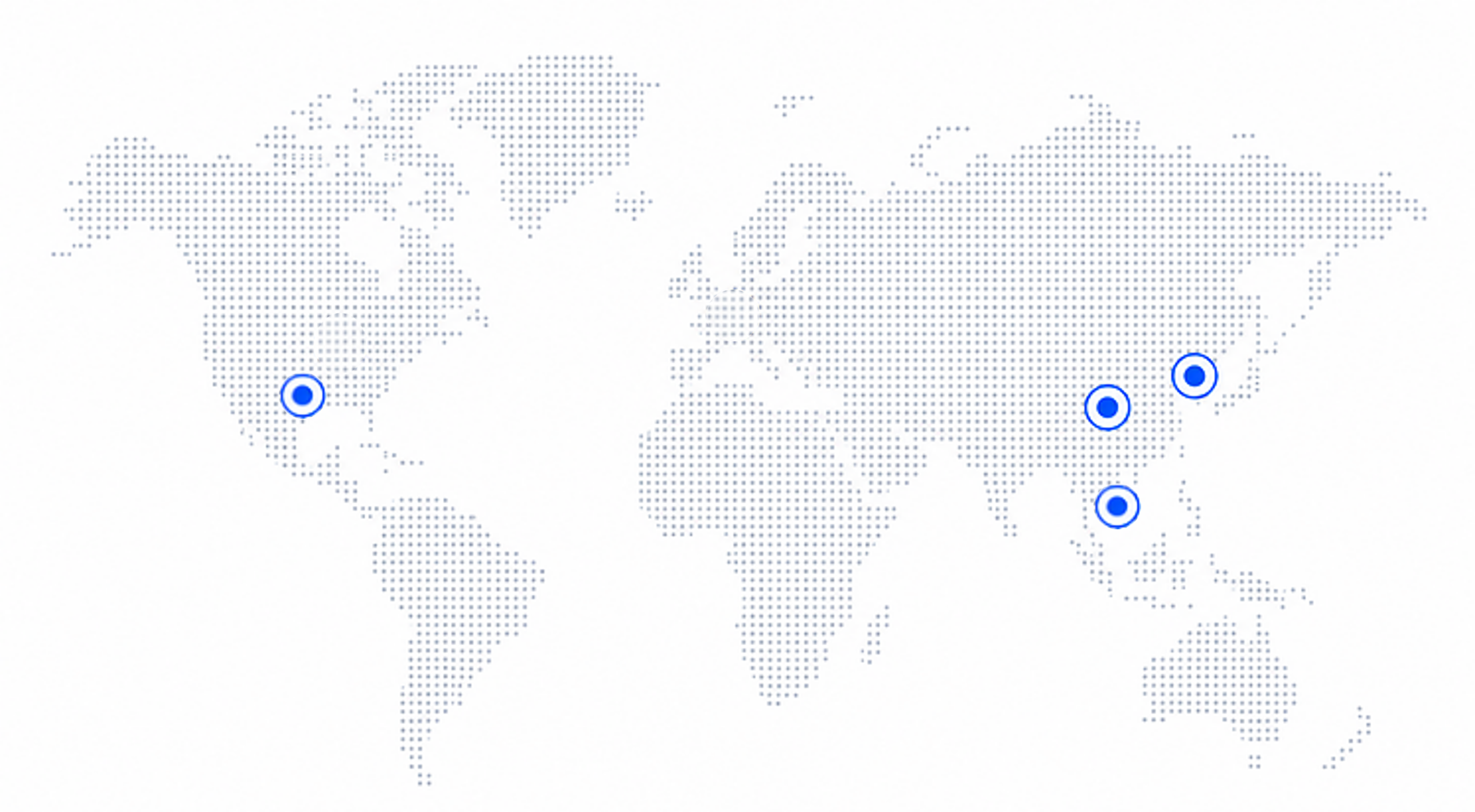 Map marking Neuromeka office locations in South Korea, the United States, China, and Vietnam